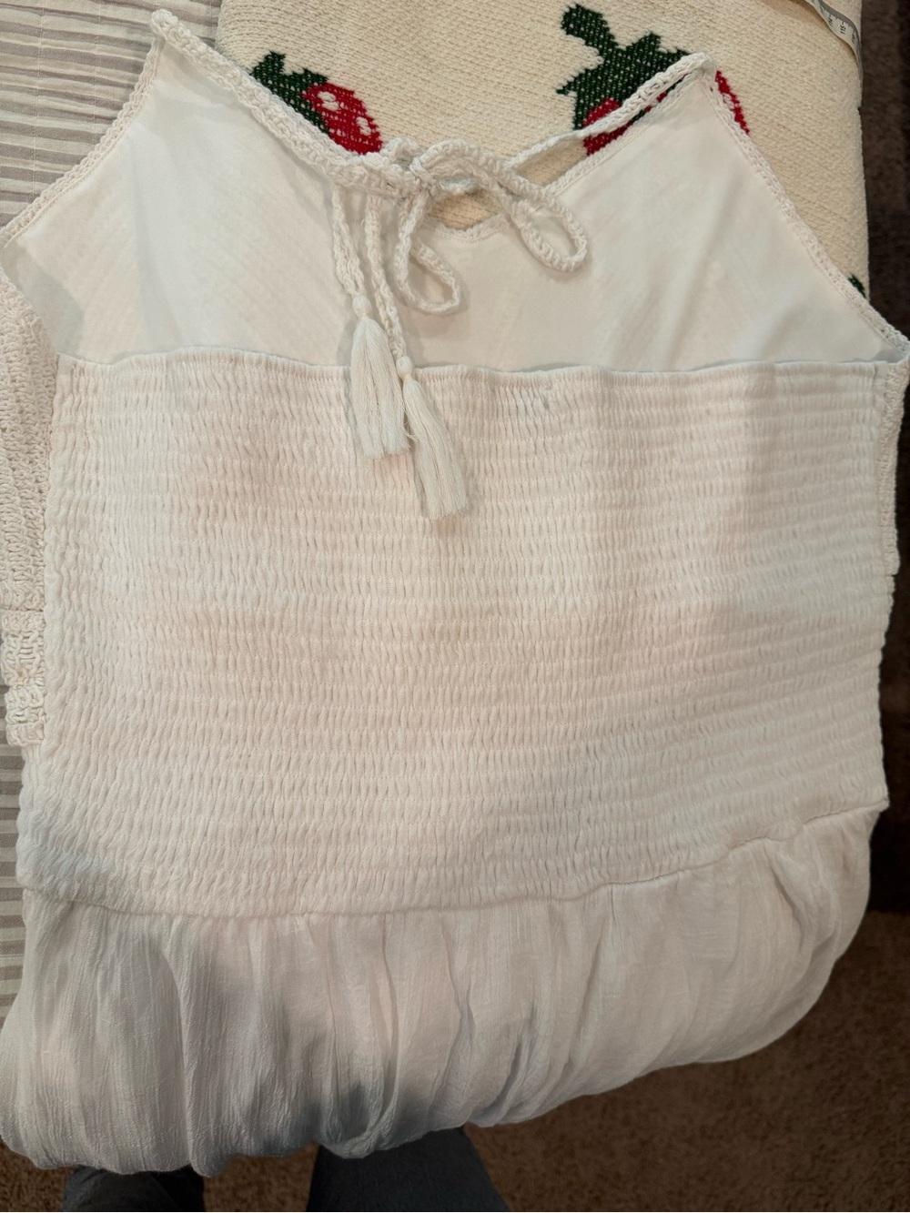 Fashion Nova White Jumpsuit with Crochet Bodice - Picture 3 of 3